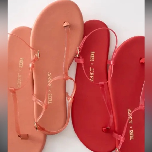 TKEES NEW Limited Edition * J. Crew Jelly sandals SZ 9 sun bleached Coral - Picture 7 of 12